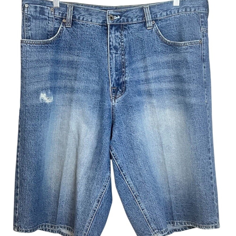 Ecko Unltd. Men's Embroidered Denim Jean Shorts 40 Blue Wash Bermuda Spring